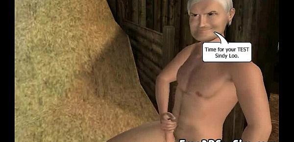  Tied up 3D cartoon blonde sucking on a hard cock